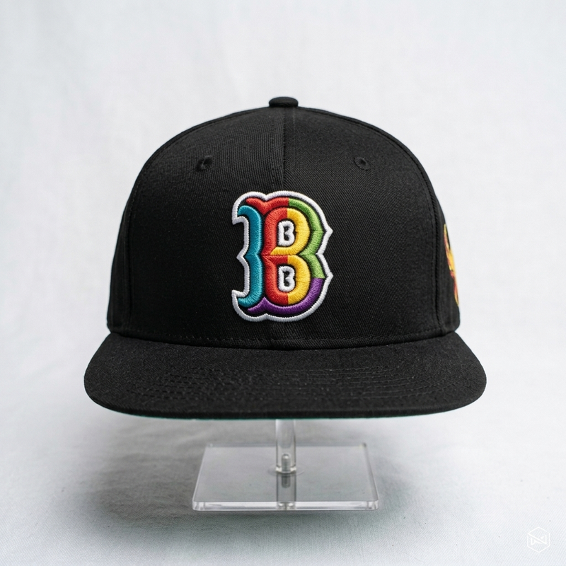 BRANDNEWBEING Crown black embroidered snapback hat front view