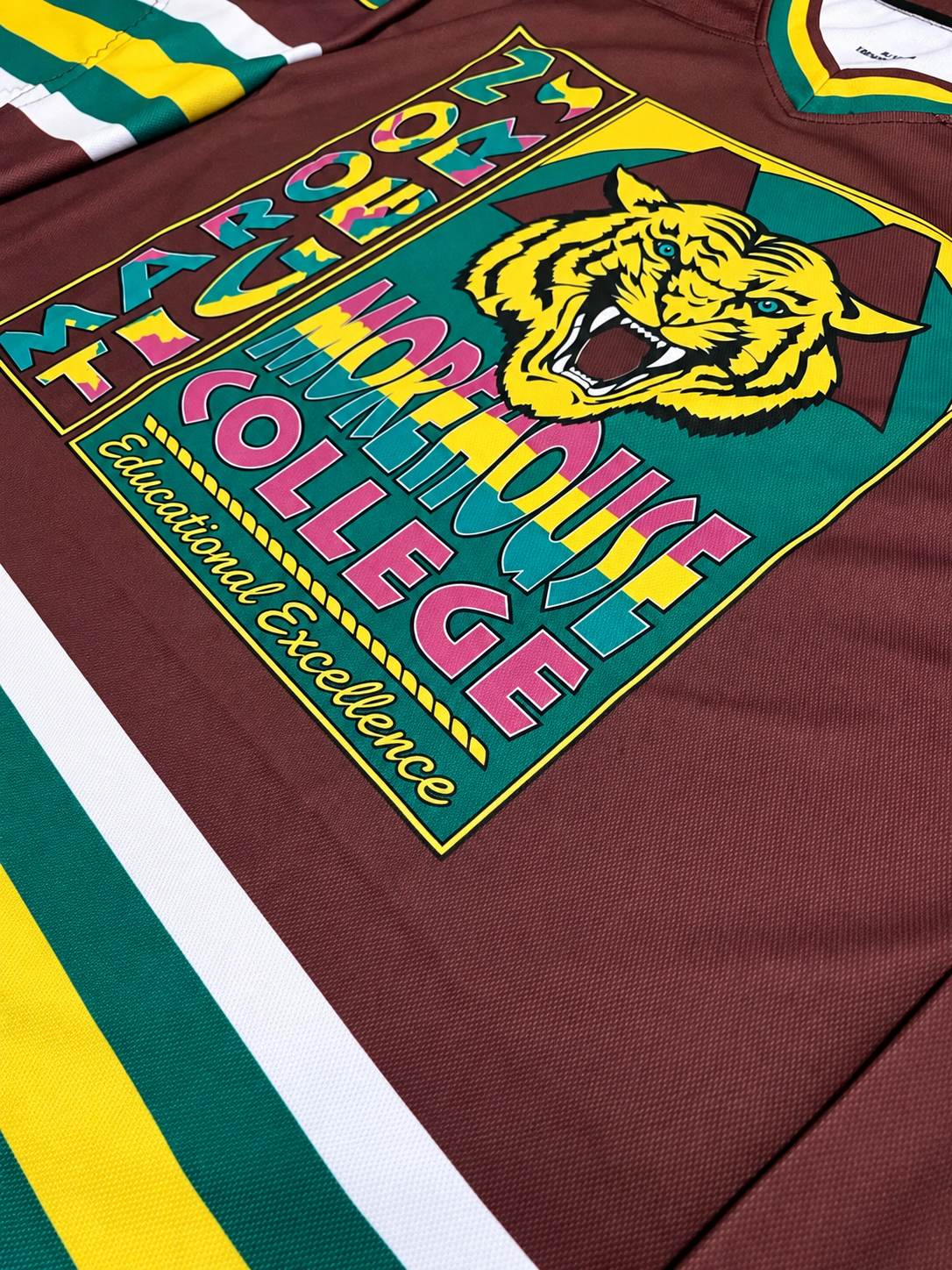 Morehouse Hockey Jersey front graphic close-up